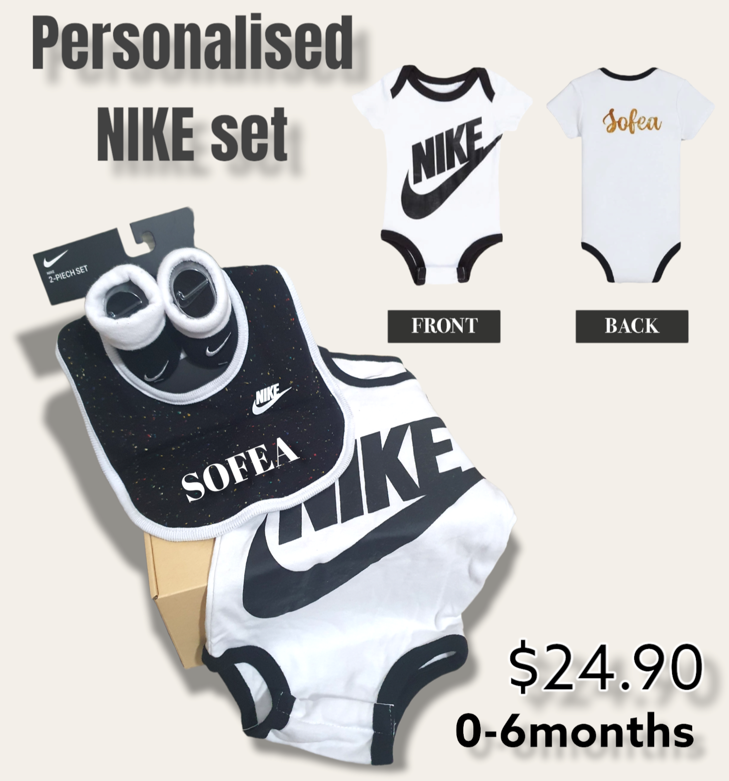 Nike Customizable Bib & Romper set